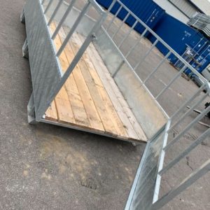 For Sale . 12 ft galvanized feed box . With removable swing open gate . Easily moved with fork pockets for lifting . Wood slated floor .Call mark on 07710637078 or Allan Grant 07743 199174.