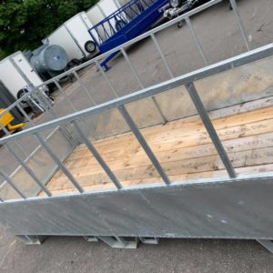 For Sale . 12 ft galvanized feed box . With removable swing open gate . Easily moved with fork pockets for lifting . Wood slated floor .Call mark on 07710637078 or Allan Grant 07743 199174.