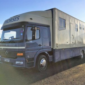 FOR SALE 
Selling on behalf of customer, 2004 Mercedes Atego 15 ton HGV Horse Lorry, Mot'd till 06/04/2023, 260k stalled for 4 horses, with separate Tack area,  Full living with cooker, hob, sink etc, heating & hot water systems, seating / sleeping area, C/w leisure batteries & electric Hook up, , cab has own heating system, excellent driver only selling as downsizing to trailer, for price and more details contact Ann on 07834 461406