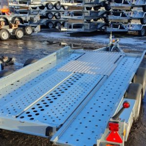 New Just Arrived Ifor Williams CT136HD Car Transporter Trailers. 2600KG Complete with 2mtr loading skids, can be loaded un-hooked from towing vehicle for very low vehicles to be loaded, Lockable toolbox & spare wheel, Accessories available include center decking, Winch kit, tyre rack etc For more details & prices please call Mark on 07710 637078 or Sam on 07522 716854 or sales on 01463 248268