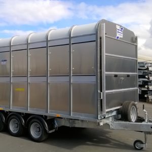 NEW Ifor Williams DP120 14ft x6ft Tri-Axle Stockbox, 3500kg ,Complete with Easy load Deck system & loading gates, this stockbox is fitted with  2 sheep divisions, Cattle Division Sumptank kit, & Spare wheel, For more information & prices please call Mark on 07710 637078, Sam on 07522 716854 or Sales on 01463 248268, Please do not message or text, Phone calls only