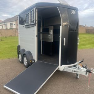 Ex-Demo Ifor Williams HBX506 Horsebox in Black 2600kg Stalled for 2 x 16.2hh horses , Fitted with Internal padding and wheel trims as standard, Datataged with 12 month Ifor Williams warranty. Ex-Demo was used once for a show £8233.00 + Vat, Accessories available including tack packs, full width bars, head partitions etc , for more information Call D.R Alexander & Son Inverness (Ifor Williams Main Dealer) Mark on 07710 637078, Sam on 07522716854 or Sales on 01463 248268 Trade ins welcome Please no text messages