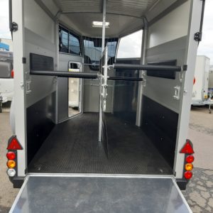 Ex-Demo Ifor Williams HBX511 Horsebox, in Silver Build Date June 2025, In as new condition, built for 2 x 17.2hh horses, Fitted with Internal Padding, door mounted tack pack, Diamond cut alloy wheels, high level brake light & auto lift jockey wheel , Complete with full Ifor Williams 12mth Warranty and Datataged, Retail Price £10926.00 + Vat . Ex-Demo Price £9633.00 + Vat  for more information call Mark on 07710 637078 or Sales on 01463 248268.