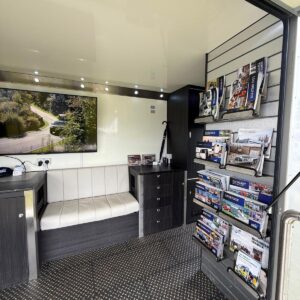 Used Ifor Williams Exhibition Unit , Full Spec, Electric Hook Up, Water, TV Screen, Fridge, Leather Seats.
More pics available on request.